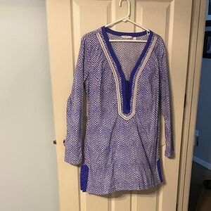 Athleta Blue and White Swim Coverup